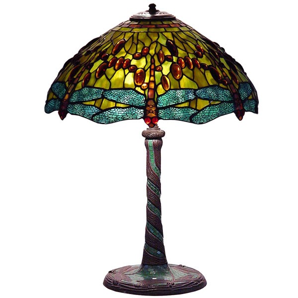 Tiffany Dragonfly Shade & Base Table Lamp Yellow - Click Image to Close